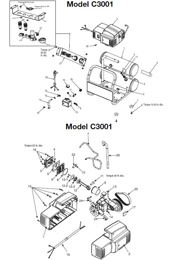 DEVILBISS C3001 Air Compressor Parts