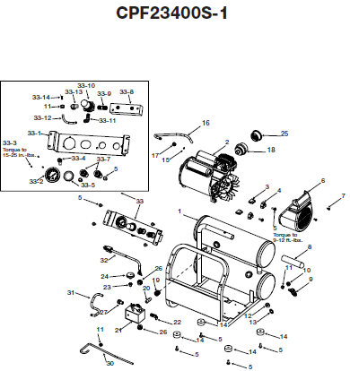 Devilbiss CPF23400S-3 Compressor Breakdown & Parts