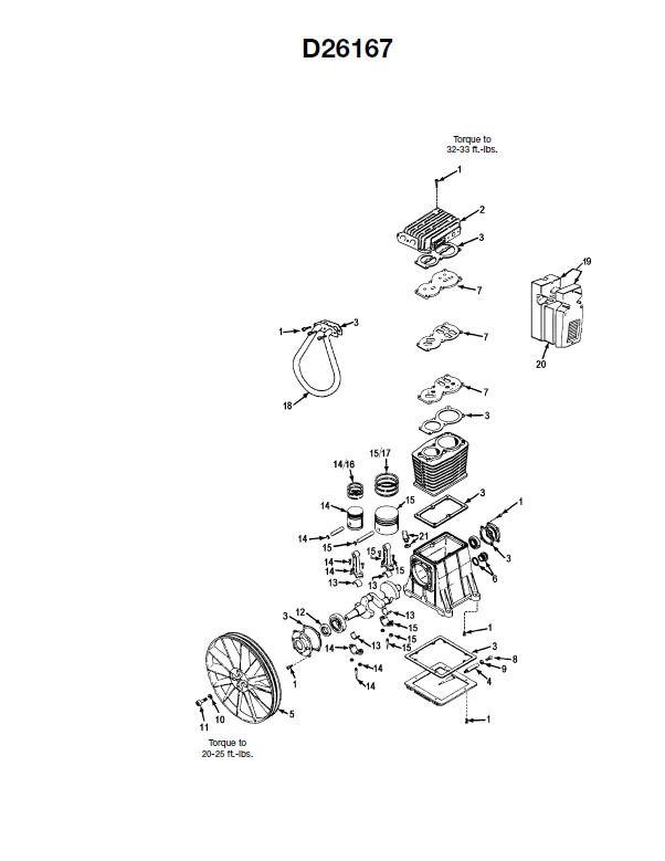  DEVILBISS Air Compressor D26167 Pump Parts, Breakdowns & Manual