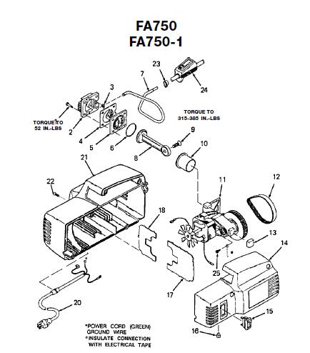 DEVILBISS FA750 Air Compressor Parts