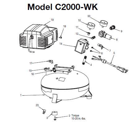 DEVILBISS C2000 Air Compressor Parts