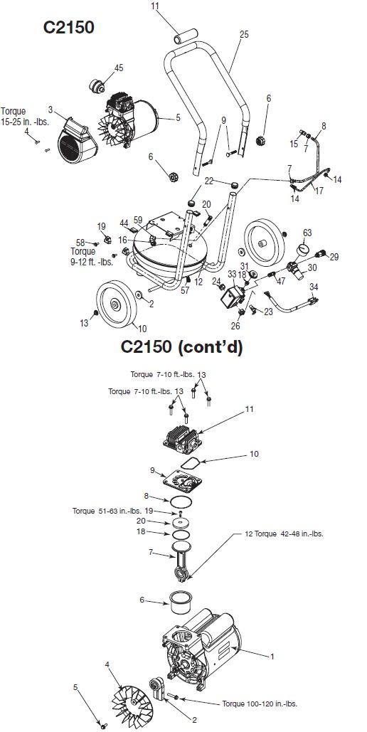 DEVILBISS C2150 Air Compressor Parts