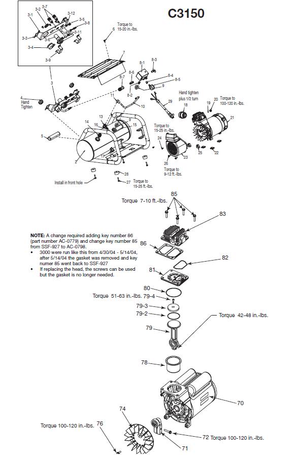 DEVILBISS C3150 Air Compressor Parts