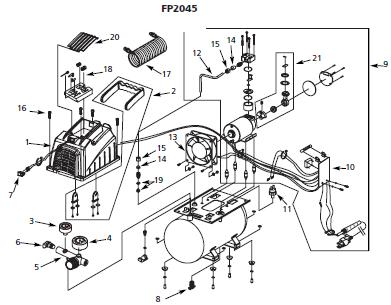 CAMPBELL HAUSFIELD 	FP2045 Air Compressor Parts, Breakdown & Owners Manual